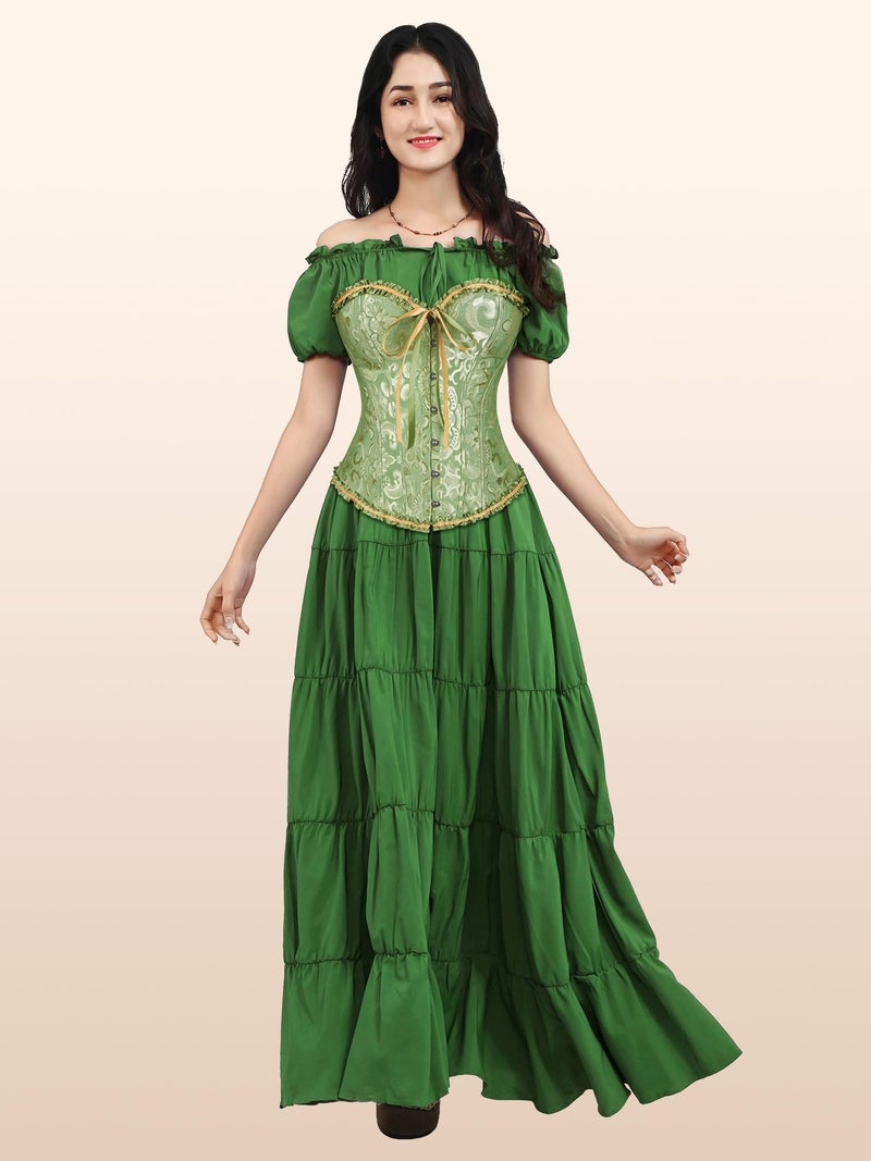 Zhitunemi Renaissance Corset Tops for Women: Green Corsets Plus Size Halloween Costumes - Ren Faire for Renaissance Festival Green Medium - Image 5